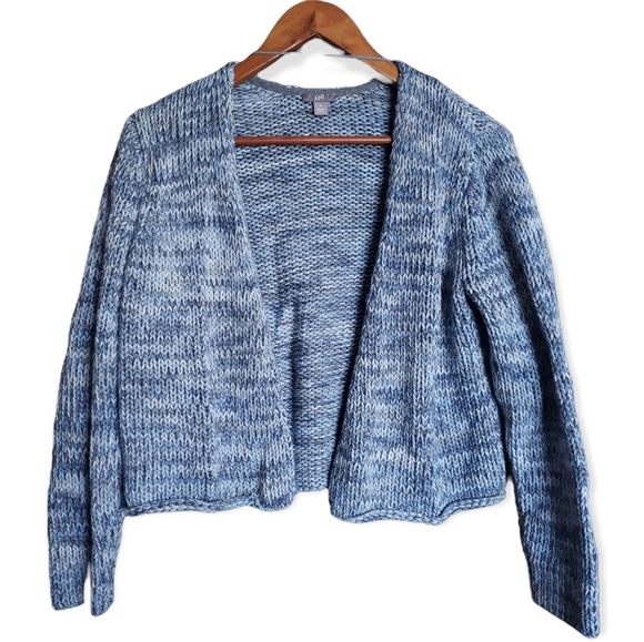 J. Jill Sweaters - J Jill Blue Cropped Knit Sweater Cardigan Size Medium